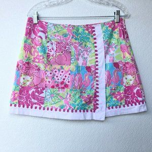 Lilly Pulitzer Skort Tiger Flamingo Patchwork